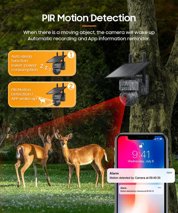 INQMEGA Solar Powered PTZ Camera 5MP 4MP WiFi 4G CCTV With Two Way Audio - stepyours.com