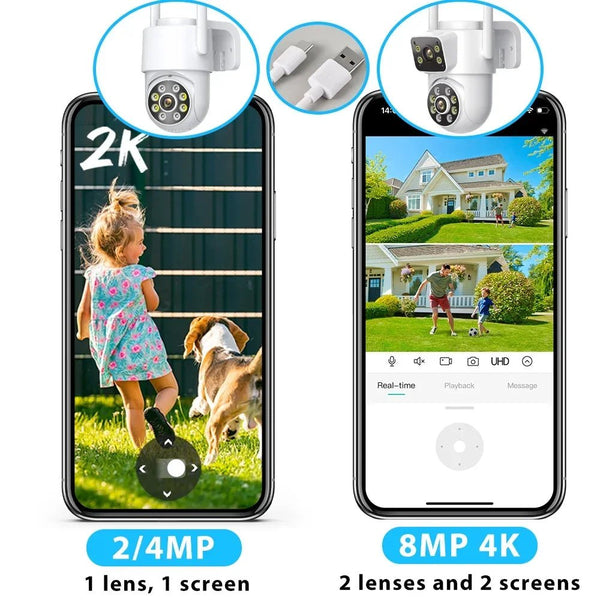 Hooked On 8MP 4K WiFi PTZ Camera Dual Lens Outdoor Security ICSEE App - stepyours.com