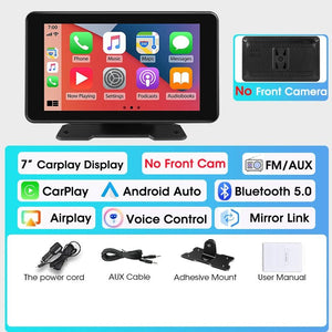 4K Dash Cam CarPlay Android Auto 350 Degree Rotating Lens GPS Bluetooth 7 Inch - stepyours.com