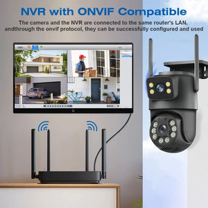 Icsee 8MP WiFi PTZ CCTV Camera Dual Screen Auto Tracking Night Vision Outdoor - stepyours.com