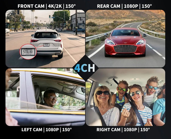 TiESFONG 4CH GPS Dash Cam I7Pro Front 4K 2K Plus 3x1080P Car DVR WiFi - stepyours.com