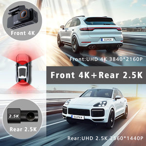 4K Dash Cam Dual Lens With GPS WiFi Night Vision Never Miss A Moment - stepyours.com