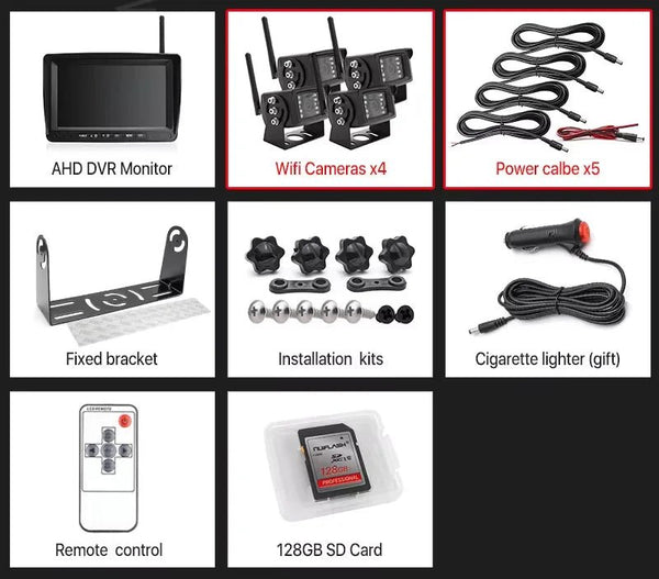 GreenYi 7 Inch 1280x720 AHD Wireless Truck DVR Monitor With Night Vision Camera - stepyours.com