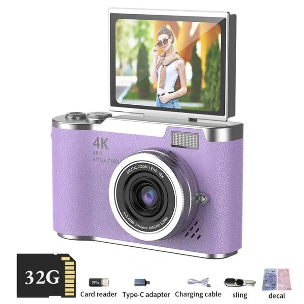 Amorus 1080P Selfie Camera With 180 Degree Flip Screen Beauty Filters 48MP - stepyours.com