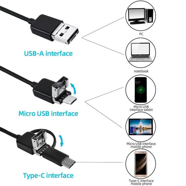 KERUI 3In1 Endoscope Camera For Android And PC With 7mm IP67 Waterproof - stepyours.com