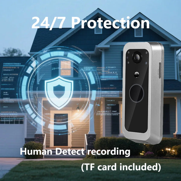 Yuezhe Tuya Smart Life WiFi Video Doorbell PIR Camera 2MP Outdoor Waterproof Wireless Door Security Intercom System 5' Monitor by stepyours.com