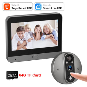 3MP WiFi Smart Tuya Peephole 5000mAh Doorbell Door Eye Camera Infrared Alexa Google Video Intercom Door Cameras Home Security by stepyours.com