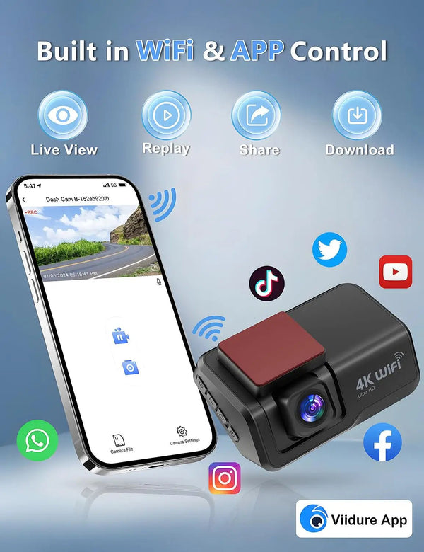 Hook Your Drive Kocam 4K UHD Dash Cam Dual Lens Night Vision Parking Monitor - stepyours.com