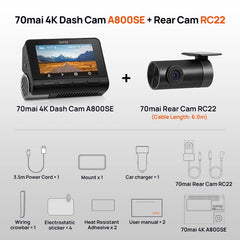 70mai 4K Dash Cam A800SE GPS ADAS Voice Control Ultra HD WiFi 6 - stepyours.com
