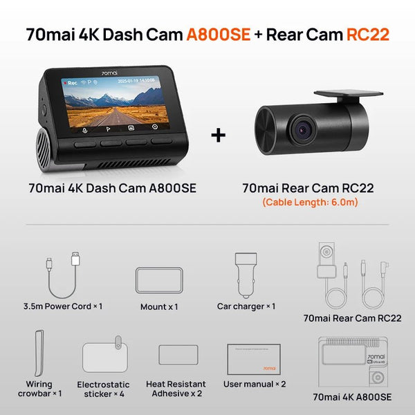 70mai 4K Dash Cam A800SE GPS ADAS Voice Control Ultra HD WiFi 6 - stepyours.com