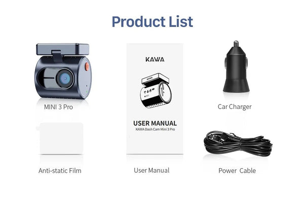Kawa Mini 3 Pro 2K Car Dash Cam With WiFi App Voice Control Parking - stepyours.com