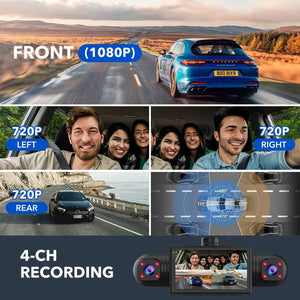 Car Dash Cam 4 Channel Front Left Right Rear FHD 1080P Night Vision Hardwire Kit - stepyours.com