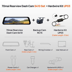 70mai S410 Rearview Dash Cam 2K Front 1080P Mirror - stepyours.com