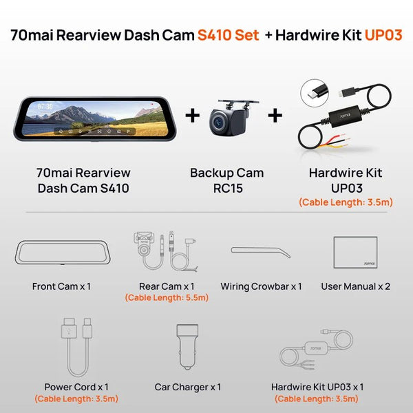 70mai S410 Rearview Dash Cam 2K Front 1080P Mirror - stepyours.com