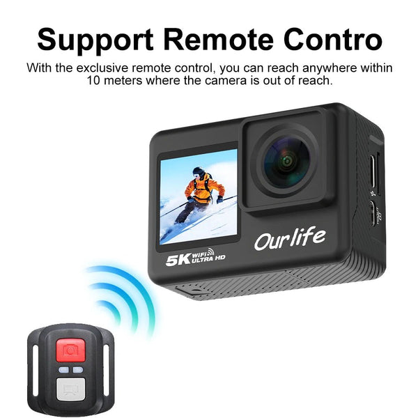 Ourlife MTR60 Action Camera 5K 30FPS Waterproof 2 Inch Touch LCD 4K60FPS WiFi - stepyours.com
