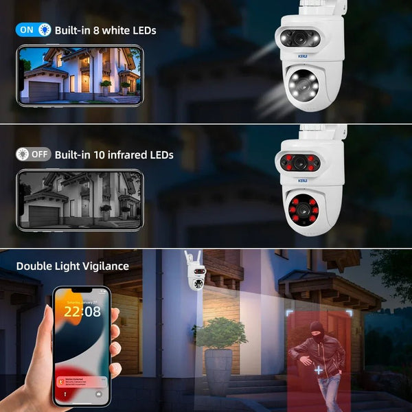 KERUI Outdoor 10MP 5K Dual Lens WiFi IP Camera PTZ - Tuya Compatible Smart Home - stepyours.com