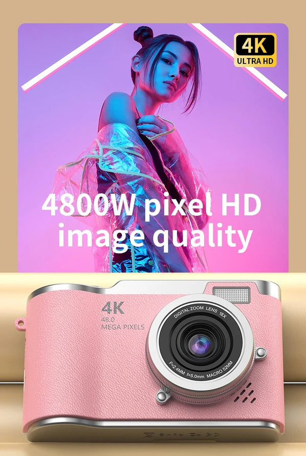 4K 48MP Digital Camera Camcorder For Kids Beginners With 2.4 Inch Screen - stepyours.com