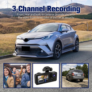 3 Channel 1080P Dash Cam For Cars With WiFi DVR Night Vision Rear View Camera - stepyours.com