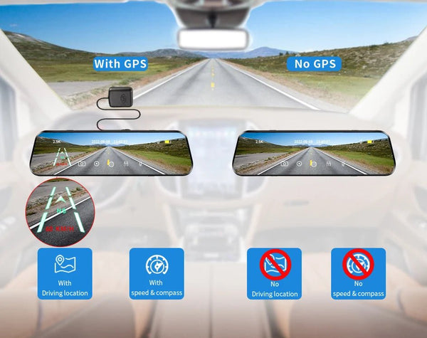 ACCEO Car DVR 10 Inch Rear View Mirror Dash Cam With WiFi 2K Front 1080P Rear - stepyours.com