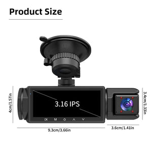 3 Channel Dash Cam 1080P Front And Rear Night Vision Parking Monitor Car DVR - stepyours.com