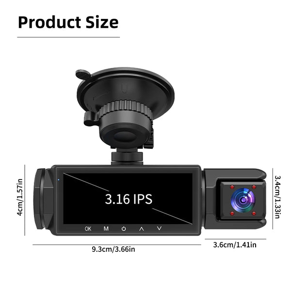 3 Channel Dash Cam 1080P Front And Rear Night Vision Parking Monitor Car DVR - stepyours.com