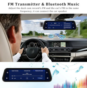10 Inch 4K Dash Cam With CarPlay Android Auto GPS WiFi Rearview Mirror - stepyours.com