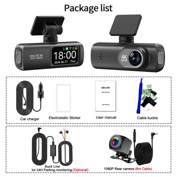 Soam Dash Cam 4K Plus Dual Channel GPS WiFi Front 4K Rear 1080p - stepyours.com
