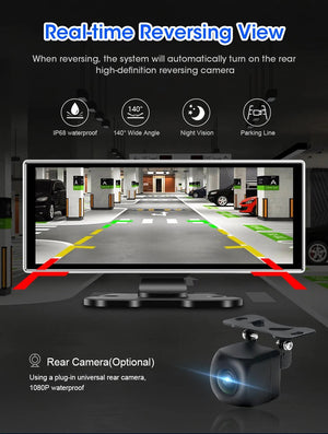11.26 Inch 4K Dash Cam Dual Lens With Wireless CarPlay Android Auto GPS Nav WiFi - stepyours.com