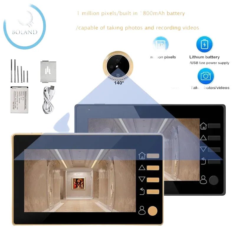 Smart Peephole Doorbell 3 Inch 1080P 140 Degree Camera - stepyours.com