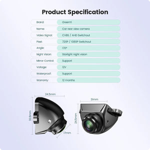 GreenYi AHD 1080P Car Rear View Camera Fisheye Lens 170 Degree Night Vision - stepyours.com