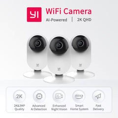 YI Pro 3pc Kit 2K Home Camera - Indoor AI Surveillance With Night Vision