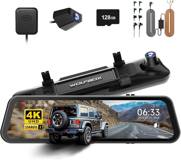 WOLFBOX G900 Dash Cam 4K Front 2.5K Rear GPS Voice Control 5GHz WiFi - stepyours.com