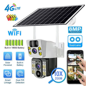 V380 Pro Solar 8MP 4K Wireless Camera - Dual Lens, 4G PIR Night Vision - stepyours.com