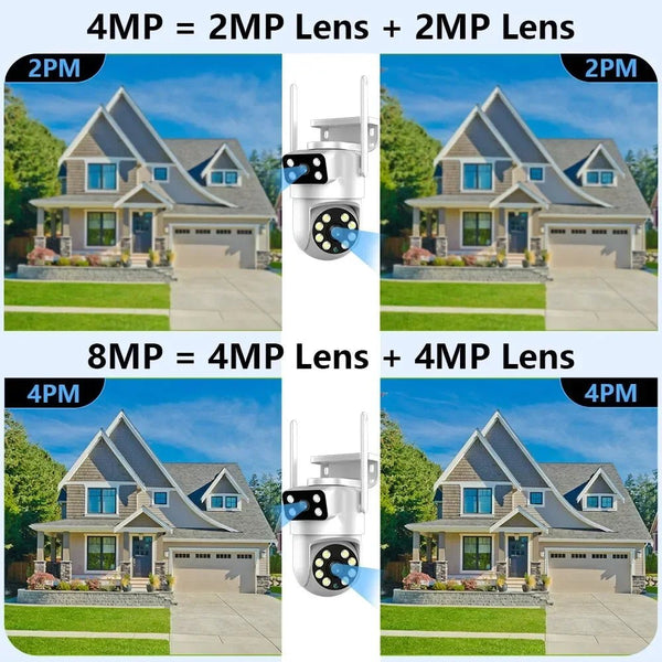 Tuya Dual Lens PTZ WiFi Camera Outdoor - 4K 8MP AI Auto Tracking Hooks - stepyours.com
