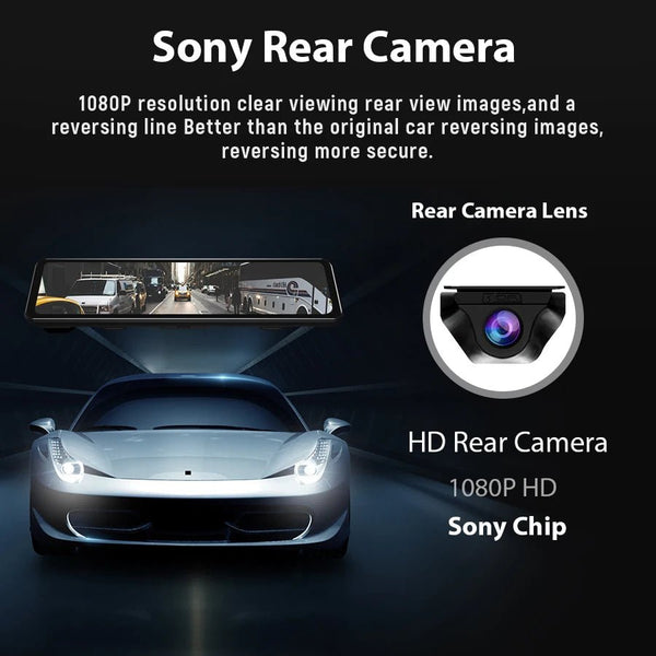 ACCEO 4K WIFI Dash Cam 12 Inch Rearview Mirror Car DVR Recorder - stepyours.com