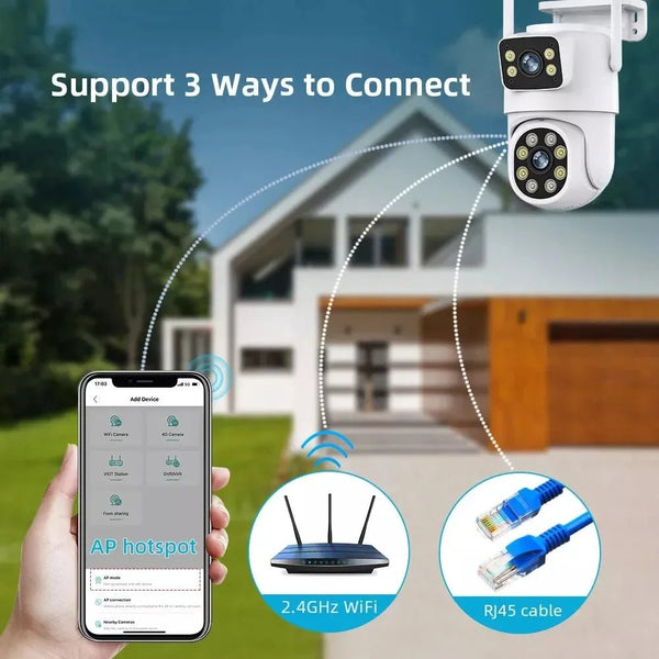 Sherway 4K 8MP Tuya Dual - Lens Outdoor PTZ Camera - AI Tracking and Smart Home - stepyours.com