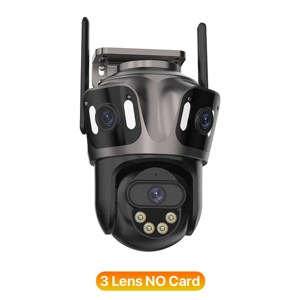 Three Screen WiFi IP Camera - 4K Dual Lens PTZ With AI Detection IP66 Waterproof by stepyours.com