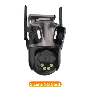 Three Screen WiFi IP Camera Outdoor 4K Tri Lens PTZ - AI Human Detection - stepyours.com