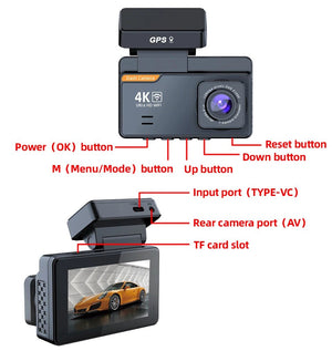 E - ACE Dash Cam 4K Dual Lens GPS WiFi 24h Parking Night Vision Rear View - stepyours.com