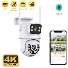 Outdoor Wireless Security IP Camera 4K 8MP Dual Lens - AI Auto Tracking - stepyours.com