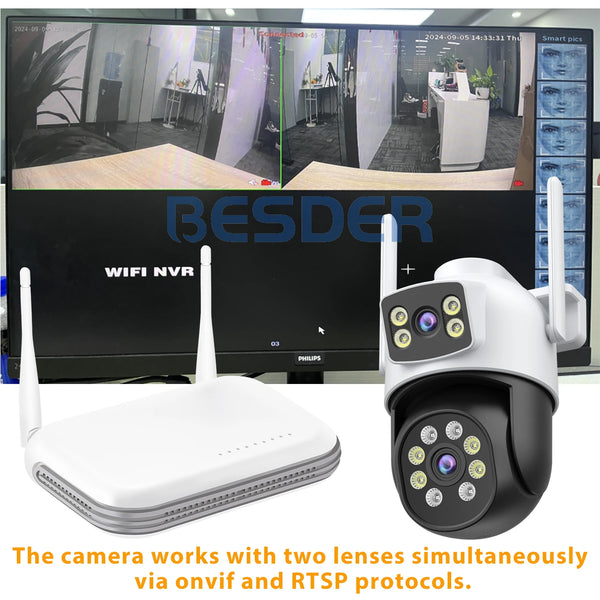 BESDER 15MP WiFi Outdoor Camera Dual Screen 10X Zoom PTZ Security IP Cam - stepyours.com