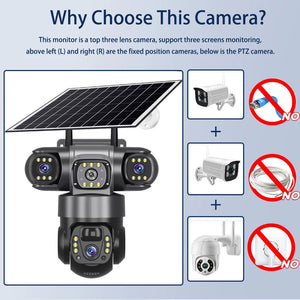 2 Pack Outdoor Security Camera System - 15MP Triple Lens 4G Solar Auto Tracking - stepyours.com