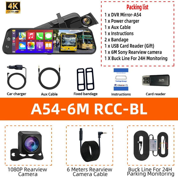 4K Car DVR Touch Screen Dash Cam CarPlay Android Auto Night Vision - stepyours.com