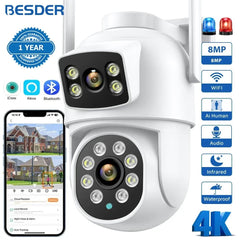 BESDER 4K 8MP WiFi Outdoor PTZ Camera Dual Lenses With Human Detection - stepyours.com