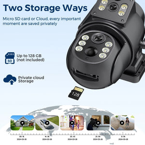 Solar WiFi Security Camera Outdoor Dual Lens 8MP 4K HD with Built - in Battery - stepyours.com