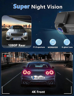 Kocam 4K UHD Dash Cam Dual Lens WiFi Night Vision Front And Rear Parking Monitor - stepyours.com