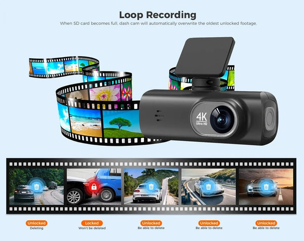 Kocam UHD 4K Dash Cam Dual Lens Front And Rear WiFi GPS 24H Parking Monitor - stepyours.com