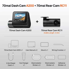 70mai A200 Dash Cam 2 Inch LCD Dual Channel 1080P Car DVR 24H Parking - stepyours.com