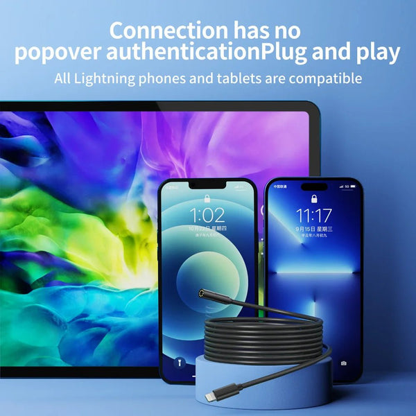 8mm Endoscope Camera 2 In 1 iOS Type C Mini Borescope With 8 LED Lights - stepyours.com