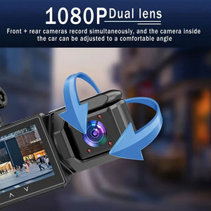 3 Channel Dash Cam 1080P Front And Rear Night Vision Parking Monitor Car DVR - stepyours.com